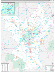 Birmingham-Hoover Metro Area Wall Map Premium Style 2024